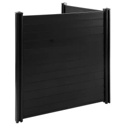 VEVOR 2 Panels Outdoor Privacy Screen, 48 x 48 in Air Conditioner Fence with 27.6 in Ground Stakes, Pool Equipment Enclosure, Horizontal Vinyl Privacy Fence, Ideal for Trash Can and A/C Units, Black