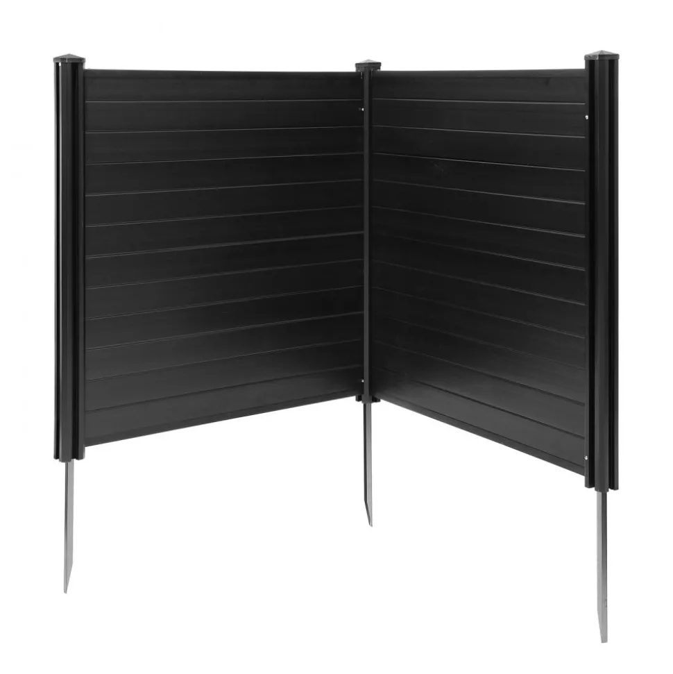 VEVOR 2 Panels Outdoor Privacy Screen, 48 x 48 in Air Conditioner Fence with 27.6 in Ground Stakes, Pool Equipment Enclosure, Horizontal Vinyl Privacy Fence, Ideal for Trash Can and A/C Units, Black