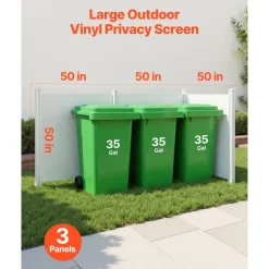 VEVOR 2 Panels Outdoor Privacy Screen, 36 x 45 in Air Conditioner Fence with 19.7 in Ground Stakes, Pool Equipment Enclosure, Strip Vinyl Privacy Fence, Ideal for Trash Can and A/C Units, White