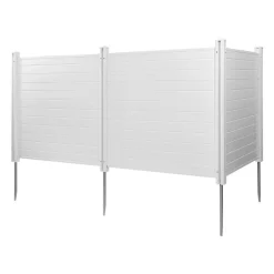 VEVOR 2 Panels Outdoor Privacy Screen, 48 x 48 in Air Conditioner Fence with 19.7 in Ground Stakes, Pool Equipment Enclosure, Louvered Vinyl Privacy Fence, Ideal for Trash Can and A/C Units, White