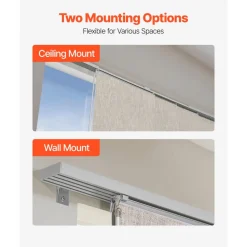 VEVOR Panel Track Blinds, Extendable Track from 45.8 in to 86 in W, Trimmable Panel Curtains Up to 96 in H, Vertical Blackout Panel Blinds for Sliding Doors, Patio Doors, Room Divider, Windows, Brown