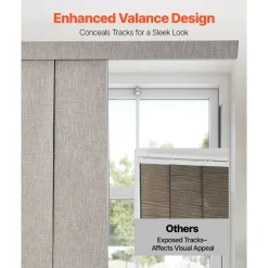 VEVOR Panel Track Blinds, Extendable Track from 45.8 in to 86 in W, Trimmable Panel Curtains Up to 96 in H, Vertical Blackout Panel Blinds for Sliding Doors, Patio Doors, Room Divider, Windows, Brown