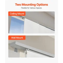 VEVOR Panel Track Blinds, Extendable Track from 45.8 in to 86 in W, Trimmable Panel Curtains Up to 96 in H, Adjustable Vertical Panel Blinds for Sliding Doors, Patio Doors, Room Divider, Window, White
