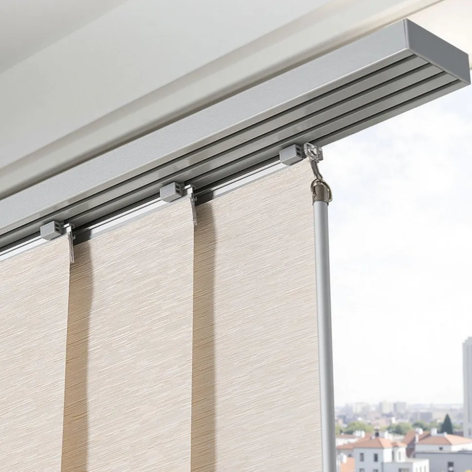 VEVOR Panel Track Blinds, Extendable Track from 45.8 in to 86 in W, Trimmable Panel Curtains Up to 96 in H, Adjustable Vertical Panel Blinds for Sliding Doors, Patio Doors, Room Divider, Light Brown