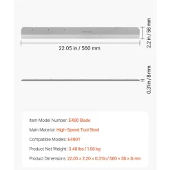 VEVOR Paper Cutter Blade, Heavy Duty Steel Blade Replacement Suitable for Professional Cutter E490T, Paper Trimmer Machine Spare Blade,560 x 56 x 8 mm