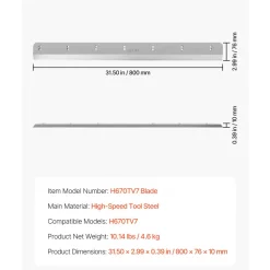 VEVOR Paper Cutter Blade, Heavy Duty Steel Blade Replacement Suitable for Professional Cutter H670TV7, Paper Trimmer Machine Spare Blade,800 x 76 x 10 mm