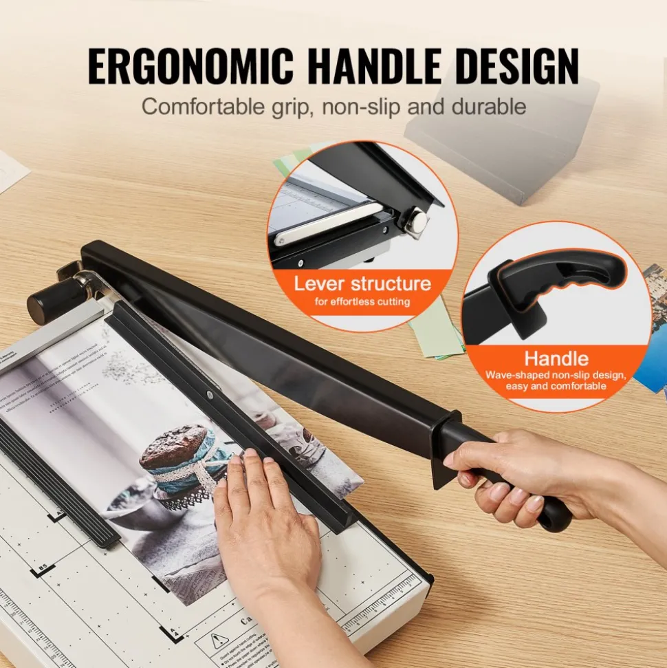 VEVOR Paper Cutter, Guillotine Trimmer, 15" Cut Length, 16 Sheets Capacity, Heavy Duty Guillotine Paper Cutter with Guard Rail/Blade Lock for Cardstock/Cardboard, Paper Trimmer for Home Office School