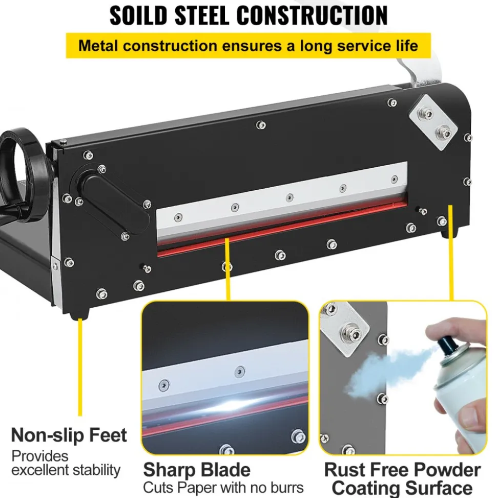 VEVOR Paper Cutter 12Inch A4 Commercial Heavy Duty Paper Cutter 300 Sheets 45HRC Hardness Stack Cutter Metal Base Desktop Stack Cutter for Home Office (A4)