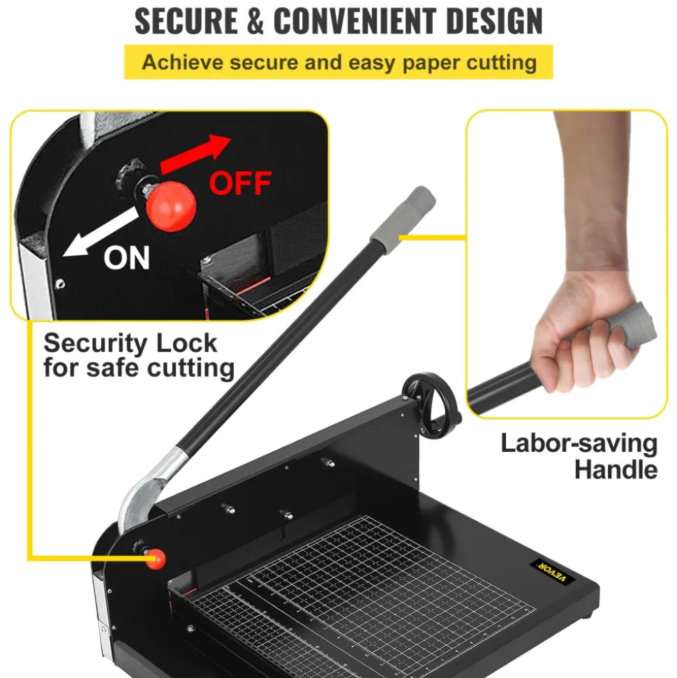 VEVOR Paper Cutter 12Inch A4 Commercial Heavy Duty Paper Cutter 300 Sheets 45HRC Hardness Stack Cutter Metal Base Desktop Stack Cutter for Home Office (A4)