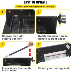 VEVOR Paper Cutter 12Inch A4 Commercial Heavy Duty Paper Cutter 300 Sheets 45HRC Hardness Stack Cutter Metal Base Desktop Stack Cutter for Home Office (A4)