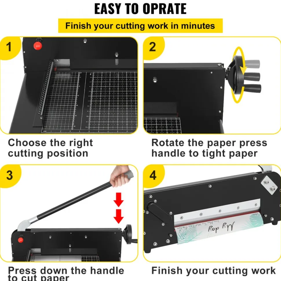VEVOR Paper Cutter 12Inch A4 Commercial Heavy Duty Paper Cutter 300 Sheets 45HRC Hardness Stack Cutter Metal Base Desktop Stack Cutter for Home Office (A4)