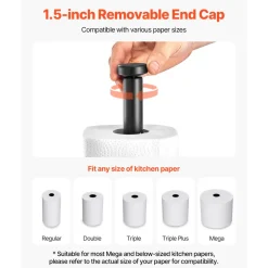 VEVOR Paper Towel Holder Countertop, Stainless Steel Kitchen Paper Towel Stand with Weighted Base and Suction Cups, Non-slip Countertop Kitchen Paper Roll Holders for Kitchen Bathroom