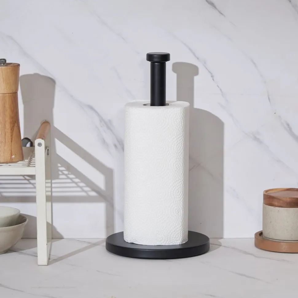 VEVOR Paper Towel Holder Countertop, Stainless Steel Kitchen Paper Towel Stand with Weighted Base and Suction Cups, Non-slip Countertop Kitchen Paper Roll Holders for Kitchen Bathroom