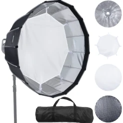VEVOR Parabolic Softbox, 33 in / 850 mm, Quick Release and Quick Fold, Lightweight and Portable, Universal Bowens Mount, 4 Lighting Effects, Fits for Professionoal Photography, Daily Filming