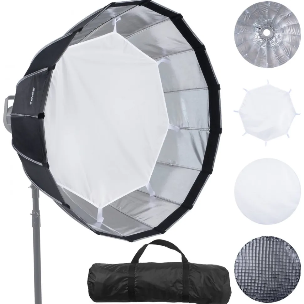 VEVOR Parabolic Softbox, 33 in / 850 mm, Quick Release and Quick Fold, Lightweight and Portable, Universal Bowens Mount, 4 Lighting Effects, Fits for Professionoal Photography, Daily Filming