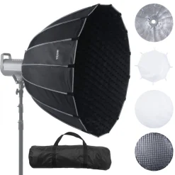 VEVOR Parabolic Softbox, 33 in / 850 mm, Quick Release and Quick Fold, Lightweight and Portable, Universal Bowens Mount, 4 Lighting Effects, Fits for Professionoal Photography, Daily Filming