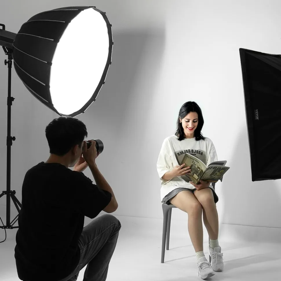 VEVOR Parabolic Softbox, 33 in / 850 mm, Quick Release and Quick Fold, Lightweight and Portable, Universal Bowens Mount, 4 Lighting Effects, Fits for Professionoal Photography, Daily Filming