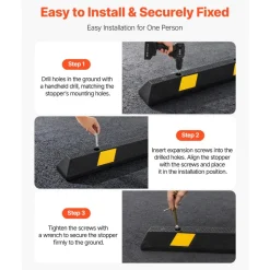 VEVOR Parking Stopper, 72 Inch Heavy Duty Parking Aid for Garage, Rubber Curb Garage Floor Stopper with Reflective Strips, Vehicles Gadgets for Cars Vans Trucks Tire Wheel Guide Block Stops Bumpers