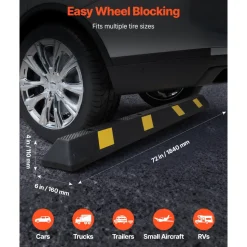 VEVOR Parking Stopper, 72 Inch Heavy Duty Parking Aid for Garage, Rubber Curb Garage Floor Stopper with Reflective Strips, Vehicles Gadgets for Cars Vans Trucks Tire Wheel Guide Block Stops Bumpers