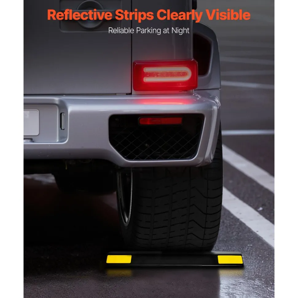 VEVOR Parking Stopper, 18 Inch 2 Pcs Heavy Duty Parking Aid for Garage, PP Curb Garage Floor Stopper with Reflective Strips, Vehicles Gadgets for Cars Vans Trucks Tire Wheel Guide Block Stops Bumpers