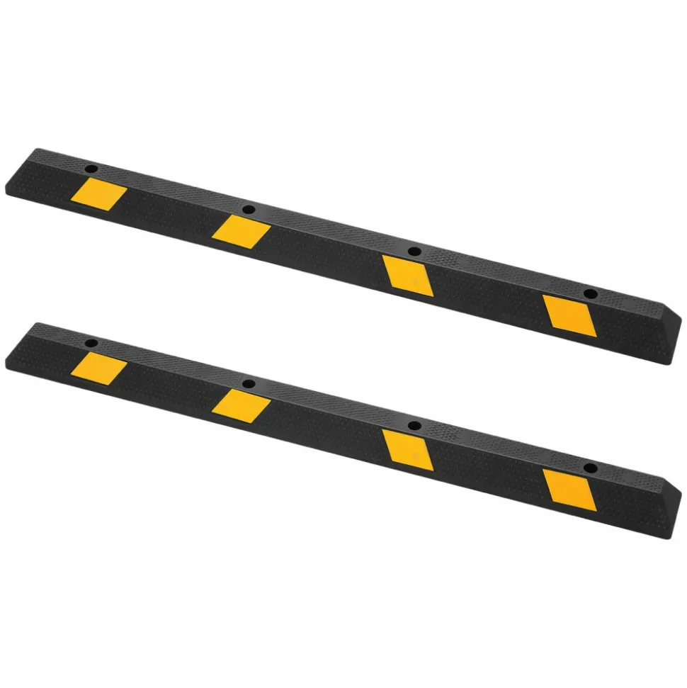 VEVOR Parking Stopper, 72 Inch 2 Pcs Heavy Duty Parking Aid for Garage, Rubber Curb Garage Floor Stopper with Reflective Strips, Aid Gadgets for Cars Vans Trucks Tire Wheel Guide Block Stops Bumpers