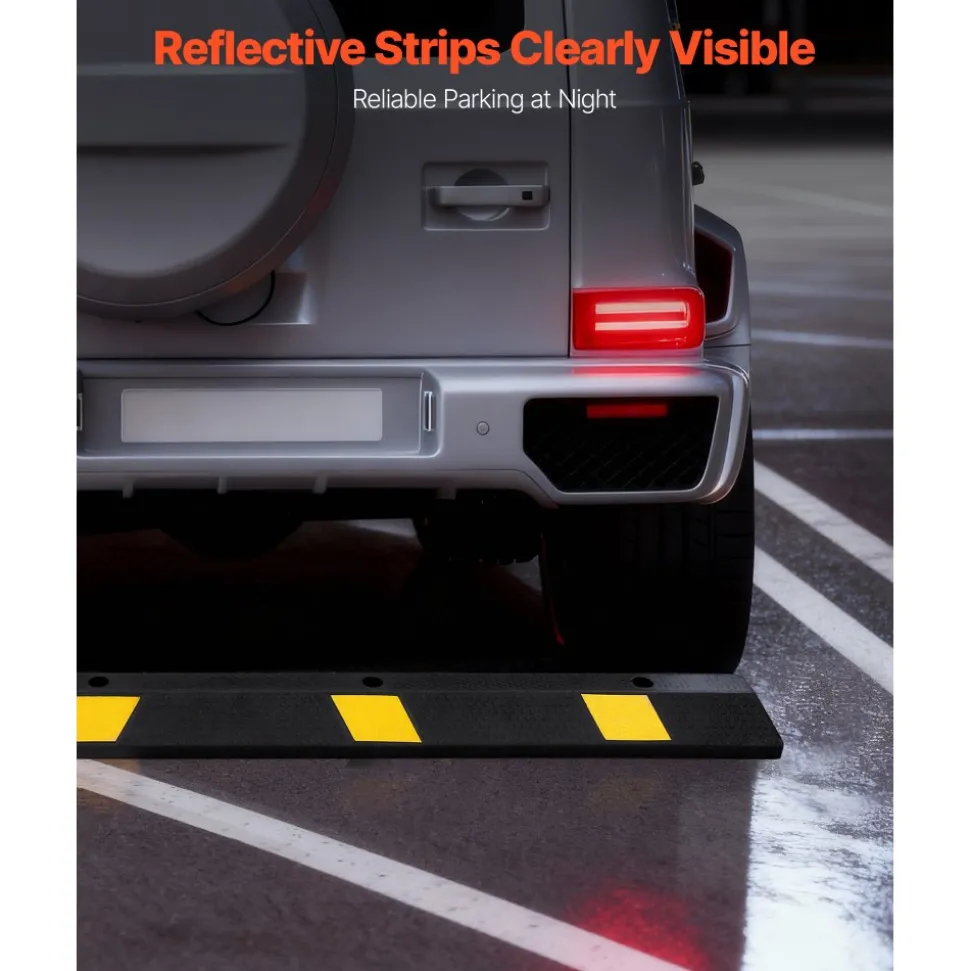 VEVOR Parking Stopper, 72 Inch 2 Pcs Heavy Duty Parking Aid for Garage, Rubber Curb Garage Floor Stopper with Reflective Strips, Aid Gadgets for Cars Vans Trucks Tire Wheel Guide Block Stops Bumpers