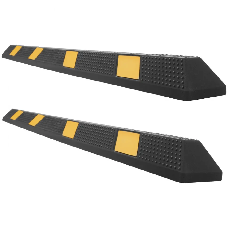 VEVOR Parking Stopper, 72 Inch 2 Pcs Heavy Duty Parking Aid for Garage, Rubber Curb Garage Floor Stopper with Reflective Strips, Aid Gadgets for Cars Vans Trucks Tire Wheel Guide Block Stops Bumpers