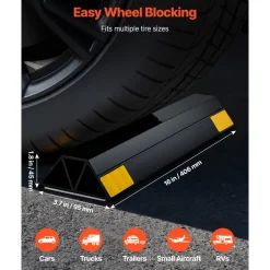 VEVOR Parking Stopper, 16 Inch 2 Pcs Heavy Duty Parking Aid for Garage, PP Curb Garage Floor Stopper with Reflective Strips, Vehicles Gadgets for Cars Vans Trucks Tire Wheel Guide Block Stops Bumpers
