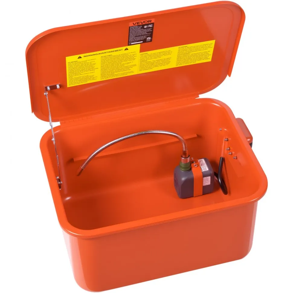 VEVOR Parts Washer 5-Gallon, 3.5 Gallon Solvent Capacity, 0.4 Gallon per Minute Max Pump Output, Portable Steel Automotive Parts Cleaner with Electric Pump for Wheel Bearings, Gears, and Carburetors