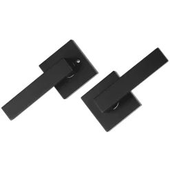 VEVOR Passage Door Handle, 6 Pack Matte Black Door Lever, Left or Right Handing Reversible Lever Non-Locking, 45° Rotation to Open, Universal Square Interior for Hallways, Closets, Meeting Spaces