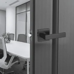 VEVOR Passage Door Handle, 5 Pack Matte Black Door Lever, Left or Right Handing Reversible Lever Non-Locking, 45° Rotation to Open, Universal Square Interior for Hallways, Closets, Meeting Spaces
