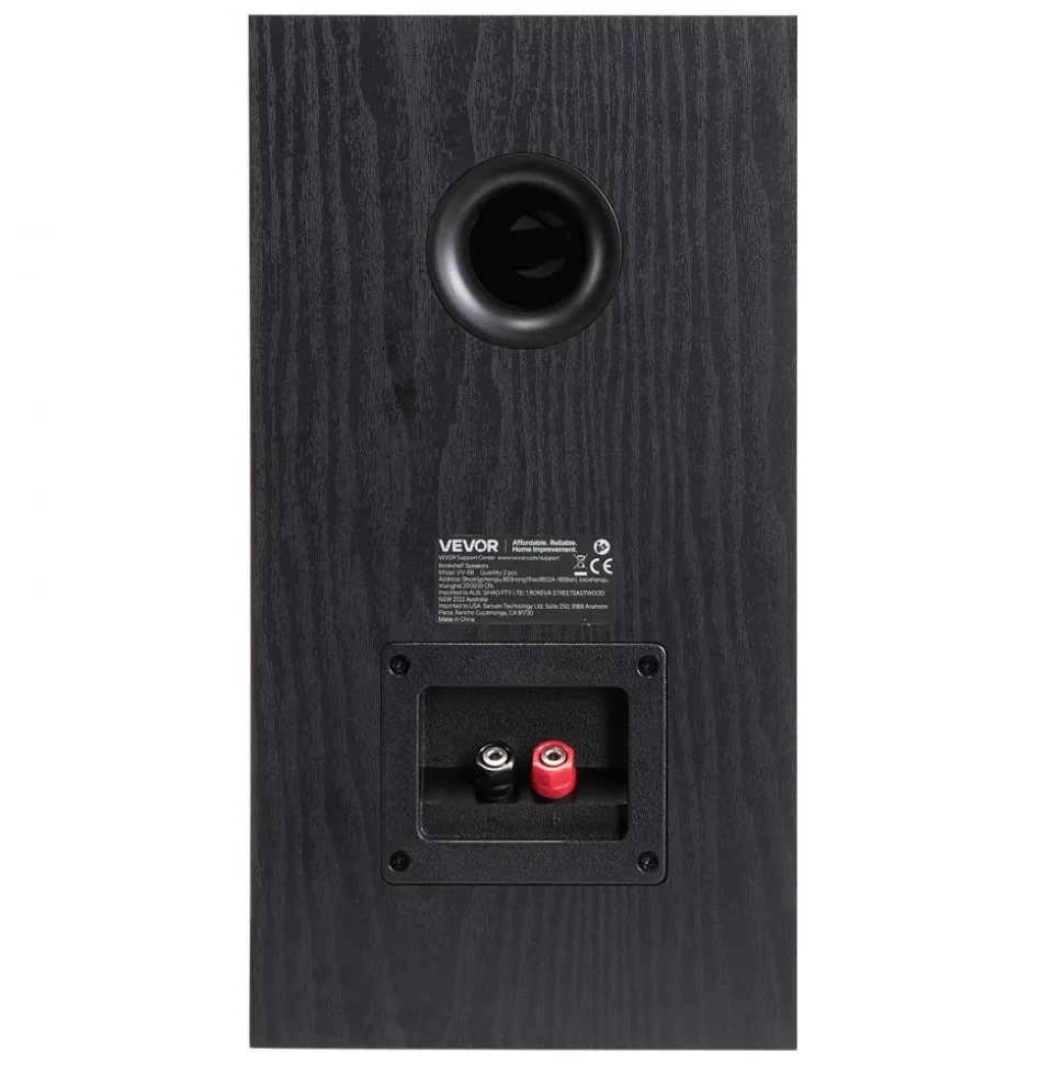 VEVOR Passive Bookshelf Speaker, 300W, Book Shelf Stereo Speakers with 5.25-Inch Woofer and 1-Inch Tweeter, Detachable Grille, 65Hz-20KHz Frequency Response, Wooden Enclosure, for Home Theater (1 Pair)