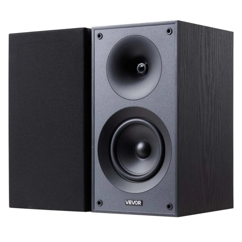 VEVOR Passive Bookshelf Speaker, 300W, Book Shelf Stereo Speakers with 5.25-Inch Woofer and 1-Inch Tweeter, Detachable Grille, 65Hz-20KHz Frequency Response, Wooden Enclosure, for Home Theater (1 Pair)