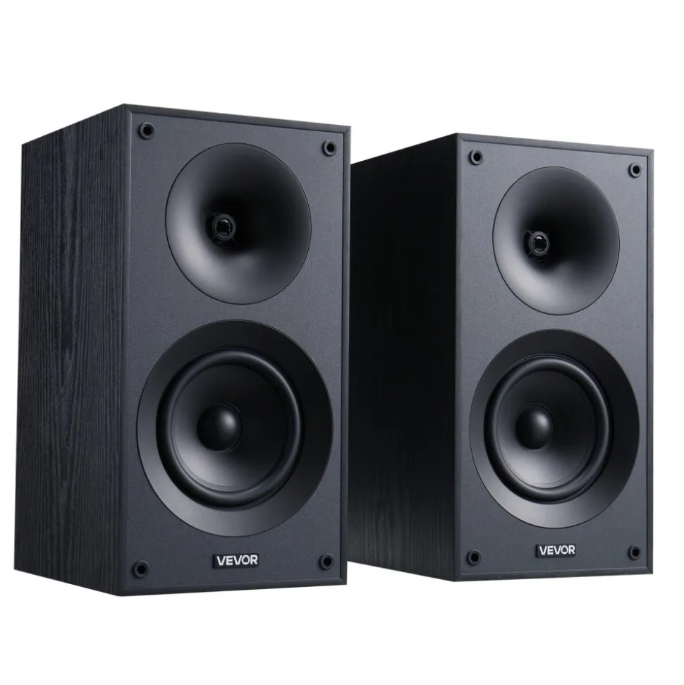 VEVOR Passive Bookshelf Speaker, 300W, Book Shelf Stereo Speakers with 5.25-Inch Woofer and 1-Inch Tweeter, Detachable Grille, 65Hz-20KHz Frequency Response, Wooden Enclosure, for Home Theater (1 Pair)