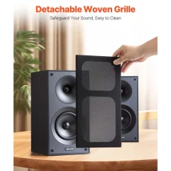 VEVOR Passive Bookshelf Speaker, 300W, Book Shelf Stereo Speakers with 5.25-Inch Woofer and 1-Inch Tweeter, Detachable Grille, 65Hz-20KHz Frequency Response, Wooden Enclosure, for Home Theater (1 Pair)