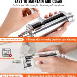 VEVOR Pasta Attachment for KitchenAid Stand Mixer, Stainless Steel Pasta Roller Cutter Set Including Pasta Sheet Roller, Spaghetti and Fettuccine Cutter, 8 Adjustable Thickness Knob Pasta Maker, 3Pcs