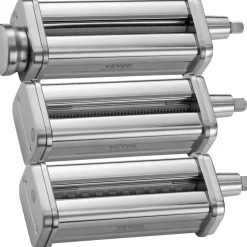 VEVOR Pasta Attachment for KitchenAid Stand Mixer, Stainless Steel Pasta Roller Cutter Set Including Pasta Sheet Roller, Spaghetti and Fettuccine Cutter, 8 Adjustable Thickness Knob Pasta Maker, 3Pcs