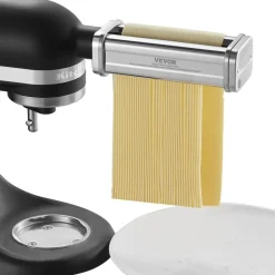 VEVOR Pasta Attachment for KitchenAid Stand Mixer, Stainless Steel Pasta Roller Cutter Set Including Pasta Sheet Roller, Spaghetti and Fettuccine Cutter, 8 Adjustable Thickness Knob Pasta Maker, 3Pcs
