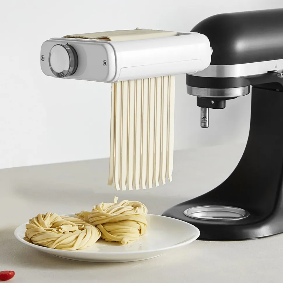 VEVOR Pasta Attachment for KitchenAid Stand Mixer, 3-IN-1 Stainless Steel Pasta Roller Cutter Set Including Pasta Sheet Roller, Spaghetti and Fettuccine Cutter, 8 Adjustable Thickness Knob Pasta Maker