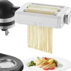 VEVOR Pasta Attachment for KitchenAid Stand Mixer, 3-IN-1 Stainless Steel Pasta Roller Cutter Set Including Pasta Sheet Roller, Spaghetti and Fettuccine Cutter, 8 Adjustable Thickness Knob Pasta Maker