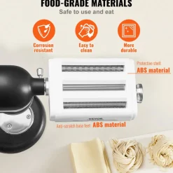 VEVOR Pasta Attachment for KitchenAid Stand Mixer, 3-IN-1 Stainless Steel Pasta Roller Cutter Set Including Pasta Sheet Roller, Spaghetti and Fettuccine Cutter, 8 Adjustable Thickness Knob Pasta Maker
