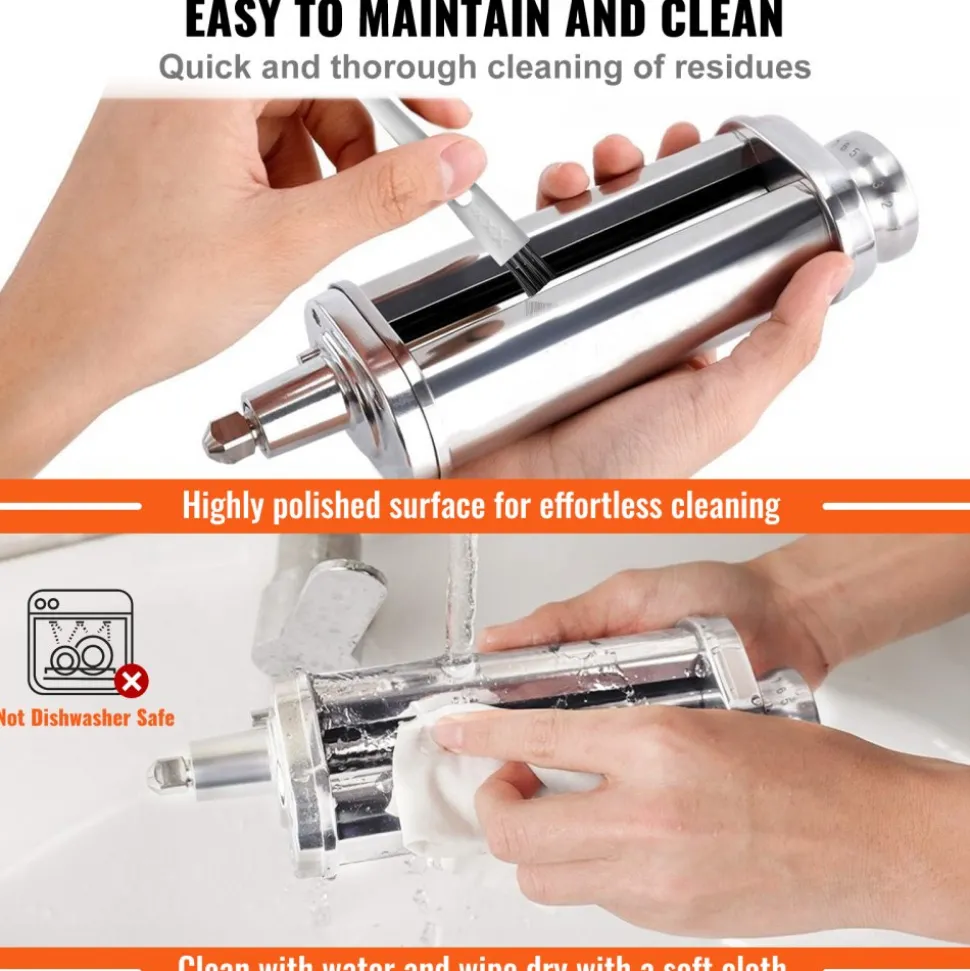 VEVOR Pasta Attachment for KitchenAid Stand Mixer, Stainless Steel Pasta Sheet Roller Attachment, Pasta Maker Machine Accessory with 8 Adjustable Thickness Knob, KitchenAid Pasta Attachment by VEVOR