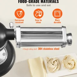 VEVOR Pasta Attachment for KitchenAid Stand Mixer, Stainless Steel Pasta Sheet Roller Attachment, Pasta Maker Machine Accessory with 8 Adjustable Thickness Knob, KitchenAid Pasta Attachment by VEVOR