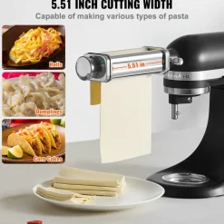 VEVOR Pasta Attachment for KitchenAid Stand Mixer, Stainless Steel Pasta Sheet Roller Attachment, Pasta Maker Machine Accessory with 8 Adjustable Thickness Knob, KitchenAid Pasta Attachment by VEVOR