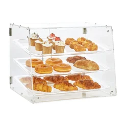 VEVOR Pastry Display Case, 3-Tier Commercial Countertop Bakery Display Case, Acrylic Display Box with Rear Door Access & Removable Shelves, Keep Fresh for Donut Bagels Cake Cookie, 20.7