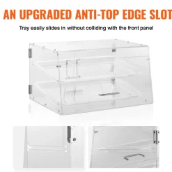 VEVOR Pastry Display Case, 2-Tier Commercial Countertop Bakery Display Case, Acrylic Display Box with Rear Door Access & Removable Shelves, Keep Fresh for Donut Bagels Cake Cookie, 20.7"x13.2"x11.9"