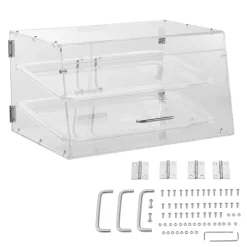 VEVOR Pastry Display Case, 2-Tier Commercial Countertop Bakery Display Case, Acrylic Display Box with Rear Door Access & Removable Shelves, Keep Fresh for Donut Bagels Cake Cookie, 20.7