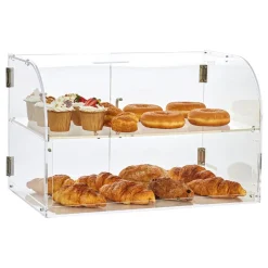 VEVOR Pastry Display Case, 2-Tier Commercial Countertop Bakery Display Case, Acrylic Display Box with Rear Door Access & Removable Shelves, Keep Fresh for Donut Bagels Cake Cookie, 22