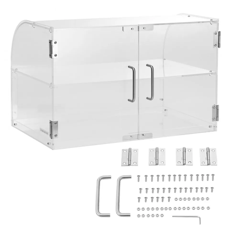 VEVOR Pastry Display Case, 2-Tier Commercial Countertop Bakery Display Case, Acrylic Display Box with Rear Door Access & Removable Shelves, Keep Fresh for Donut Bagels Cake Cookie, 22"x14"x14"