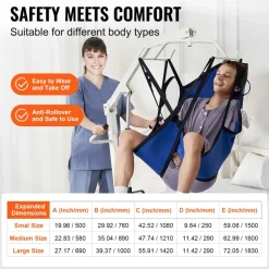 VEVOR Patient Lift Sling with Head Support- Large Size, Universal Patient Lift Sling, Divided Leg Transfer Sling for Bathing, Patient Lift Medical Sling for Elderly, Disabled, Bedridden, 600LBS